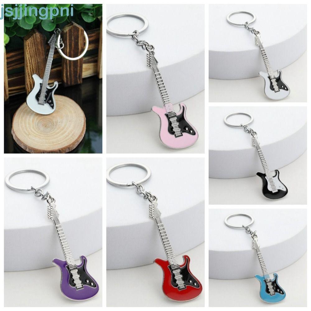 Móc khóa đàn Guitar JSJJING, Mặt dây chuyền túi hợp kim kẽm di động, Trang sức phong cách Hàn Quốc Bass Yếu tố âm nhạc Vòng chìa khóa xe Cặp đôi