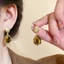 Đôi bông tai kim loại zircon phong cách Hàn Quốc, thời trang thanh lịch