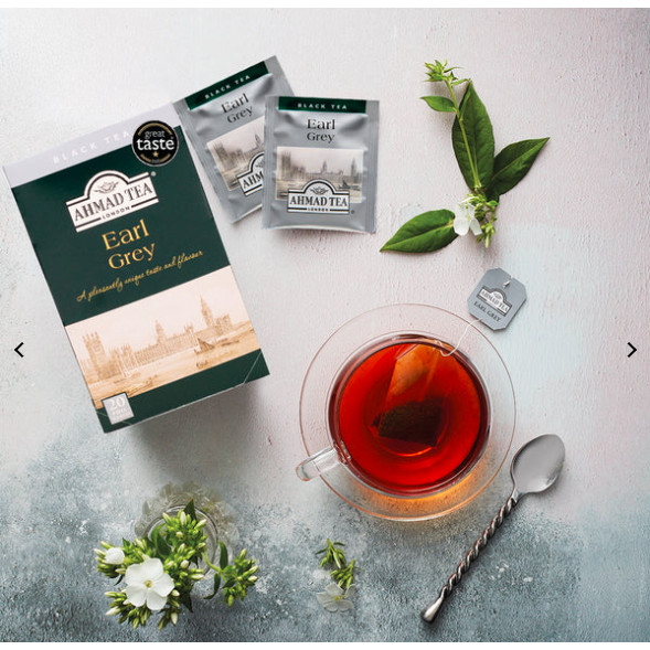 Trà Bá Tước AHMAD Earl Grey Túi Lọc Có Bao Thiếc Hộp 40g (20 Túi x 2g), Hương Vị Trà Chiều Châu Âu