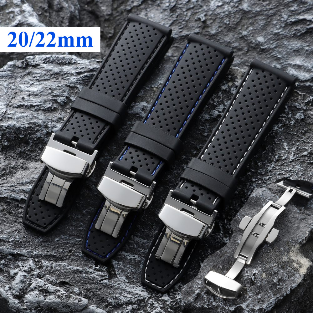 Khóa Bướm Cao Su Silicon Dây Đeo Đồng Hồ 20 Mm 22 Mm Dây Đeo Đồng Hồ Cho SEIKO Diver Lặn Cho Thể Thao Đồng Hồ Thông Minh Nam Nữ Chống Thấm Nước Đồng Hồ Vòng Tay Thay Thế