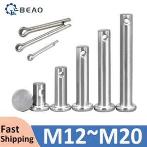 304 A2-70 Thép không gỉ Trục Pin Đầu phẳng Hình trụ có lỗ GB882 Dowel Pin Roll M12 M14 M16 M20