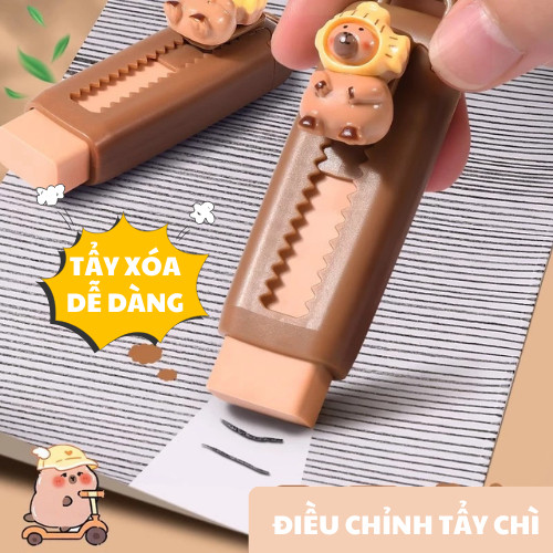 Bút xóa bút chì dẻo dạng hình hoạt hình đáng yêu, không gây kích ứng, phù hợp cho học sinh sử dụng.