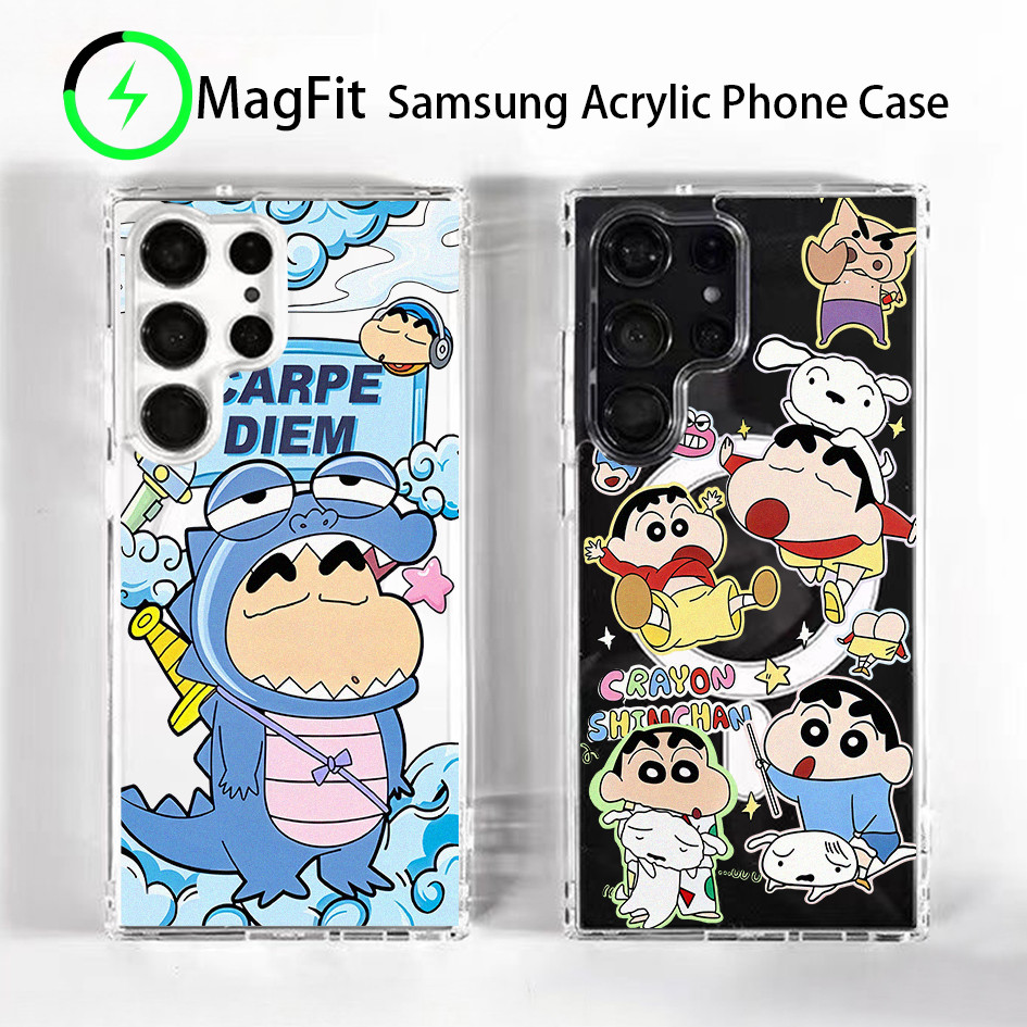 Dành Cho Samsung S26 S25 Siêu Dễ Thương Crayon Shin-chan Cứng Nam Châm Ốp Lưng Điện Thoại S24 FE S24U S23U S22 A17 A56 A55 S25 + S24 Plus S23 S20 FE Vỏ Samsung Chống Sốc