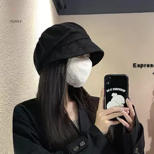 Mũ nồi retro da lộn slouchy cho bé gái thu đông, phong cách Hàn Quốc