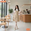 Đầm thiết kế cao cấp BEMINE cổ sơ mi giả yếm phối tweed dáng chữ A-T125