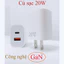 Sạc GaN màu trắng, 20W, chân đồng chuẩn Mỹ, 2 cổng