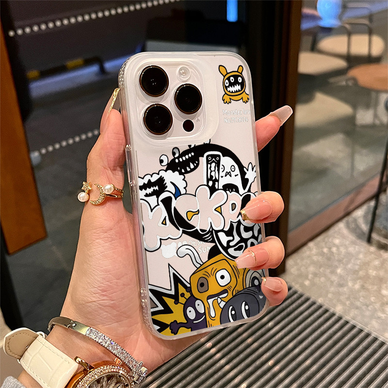 Graffiti Freak Coffee Set phù hợp cho 16 trường hợp iPhone 17Air Frosted Meta Air Case 14 13 11Pro