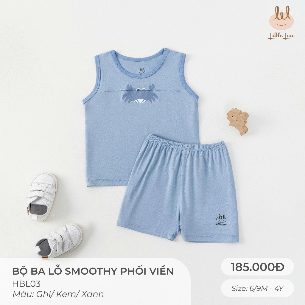 Bộ Ba Lỗ cộc tay Vải Sợi tre [ Siêu Mềm, Mát, Mịn Co Dãn Và Thấm Hút Mồ Hôi Tốt] Size ch bé từ 6M - 4Y (HBL03)