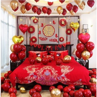 Set Trang Trí Phòng Cưới, Phòng Tân Hôn Lãng Mạn Party Home Bóng Bay Trang Trí Phòng Cưới Phong cách Hiện Đại. DF43