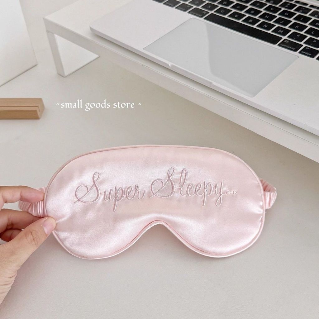 Lụa Mô Phỏng Bóng Đơn Giản Thêu Tiếng Anh Nghỉ Trưa Giảm Mệt Mỏi Bảo Vệ Mắt Học Sinh Che Bóng Mặt nạ Mắt Che Bóng Mặt nạ Mắt, Mặt nạ Ngủ