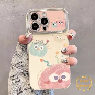 Kawaii Phim Hoạt Hình Nhiều Màu Sắc Monster Cover Tương Thích Cho IPhone XR 11 13 17 16 14 15 12 Pro Max Air 16 7 8 15 14 Plus X XS Max Vỏ Cửa Sổ Lớn Mạ Điện Sang Trọng