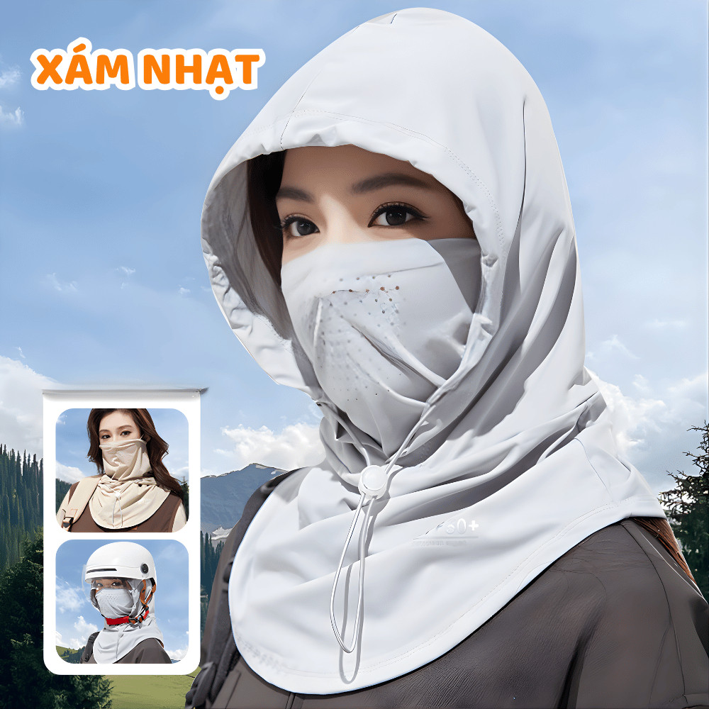 Mũ Chống Nắng Trùm Đầu Tích Hợp Khẩu Trang Dây Rút Điều Chỉnh MAISON, Mặt Nạ Chống Tia UV Có Lỗ Thoáng Khí
