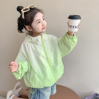 Áo khoác chống nắng bé gái phối màu - áo gió mỏng nhẹ có mũ thoáng khí phong cách dễ thương