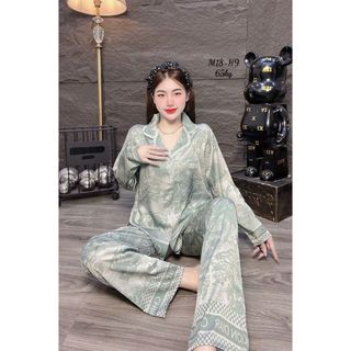 Đồ Bộ Nữ Pijama Bộ Lụa latin Tay dài cao cấp thường mặc sang chảnh dễ chịu thoáng mát freesize (40-80KG)NLLAASS