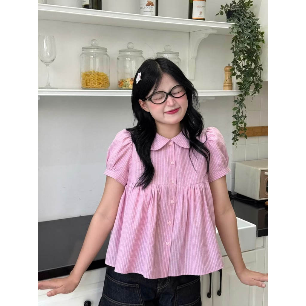(ẢNH OLDSCHOOL) Áo babydoll cổ sen tay chuông CARA TOP M600