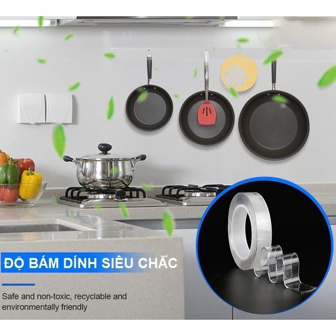 Combo 5 Cuộn Băng Dính 3M, Keo Dán 2 Mặt Trong Suốt, Băng Keo Chống Thấm, Dính  Trên Nhiều Bề Mặt, Tái Sử Dụng