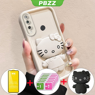 Ốp lưng cho Huawei Y9s Y9 Prime 2019 HONOR 20 pro Lite, ốp điện thoại mềm, silicone chống sốc, thiết kế mới, thẩm mỹ, hình mèo gương hoạt hình với giá đỡ và màng mềm JTMKTM01