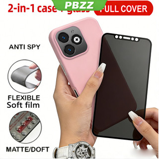 Thạch Màu 2 Trong 1 Gốm Sứ Kính Cường Lực Chống Riêng Tư + Ốp Lưng Cho infinix smart 8 tecno Spark go 2024 hot 40i Spark 20 20c 5g 2023 Vỏ Điện Thoại Thiết Kế Thẩm Mỹ CUTE GDMFK03