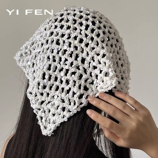 YI FEN Pháp Retro Dệt Kim Tam Giác Khăn Nữ Hot Girl Du Lịch Ngọt Ngào Dễ Thương Văn Học Phong Cách Handmade Móc Khăn Trùm Đầu Hợp Thời Trang