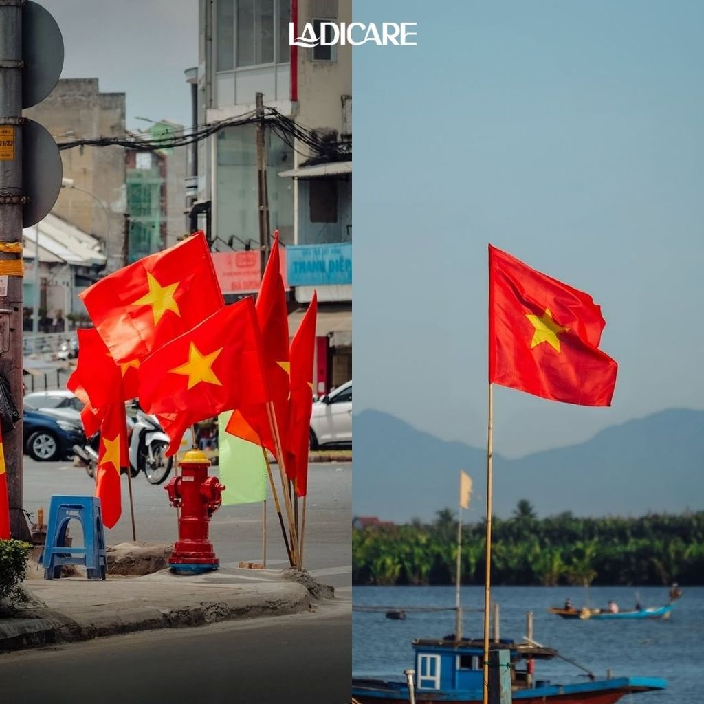 Cờ Việt Nam, cờ dây Sao Vàng & Đảng trang trí ngày lễ 30/4, 2/9 chất liệu lụa satin dày đẹp treo ban công, treo nhà