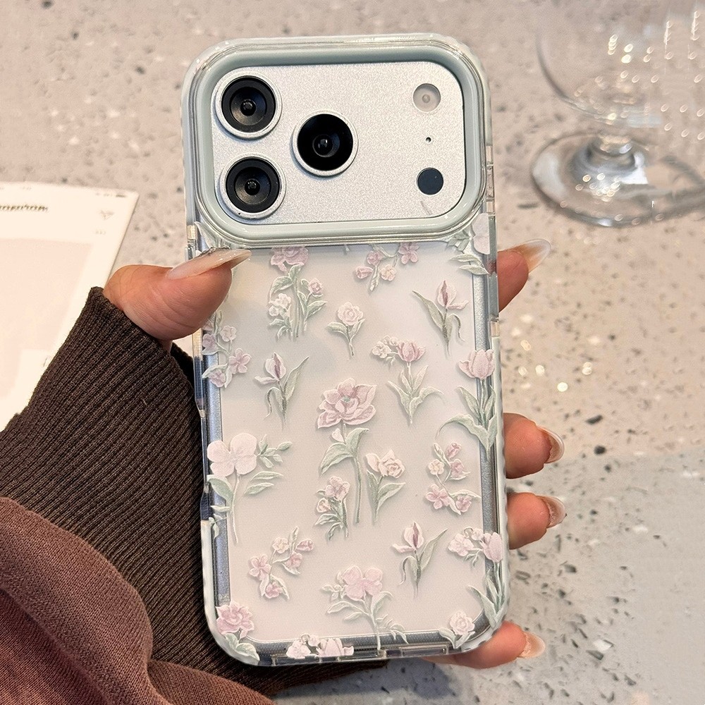 Ốp Điện Thoại Mềm Hoa Tím Cho iPhone 17 Pro Max 16 15 14 13 Vỏ Bảo Vệ Chống Sốc