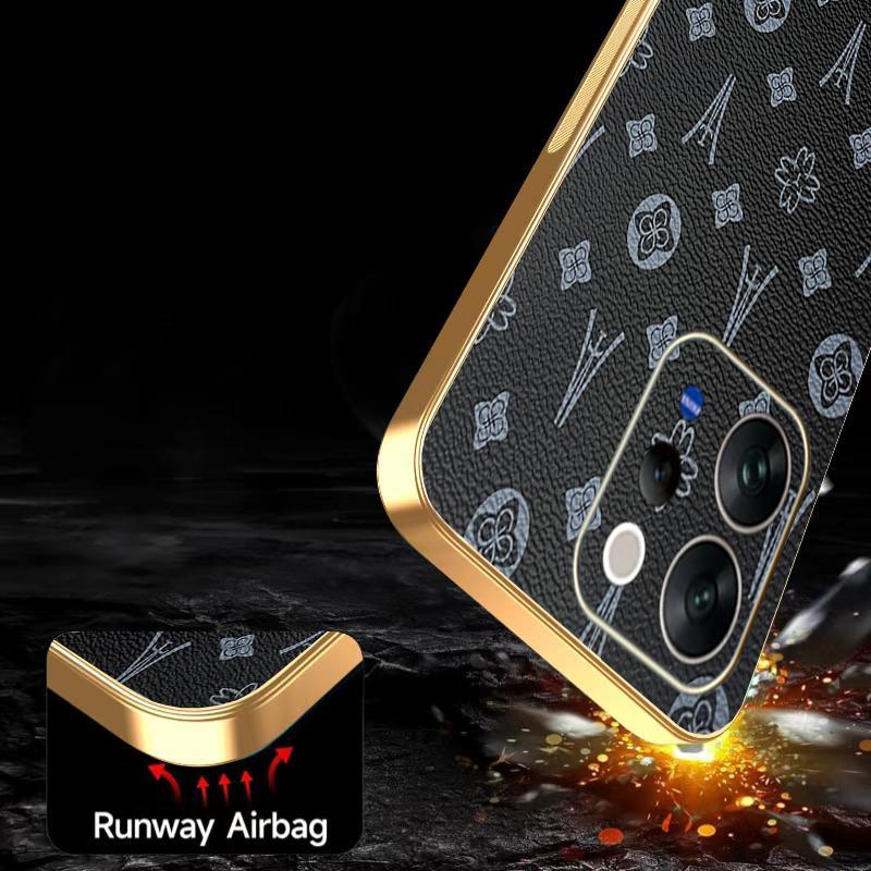 Ốp Lưng Cho Vivo V70 Elite Floret Họa Tiết Da Mạ Điện Cạnh Chống Rơi Vỏ Điện Thoại