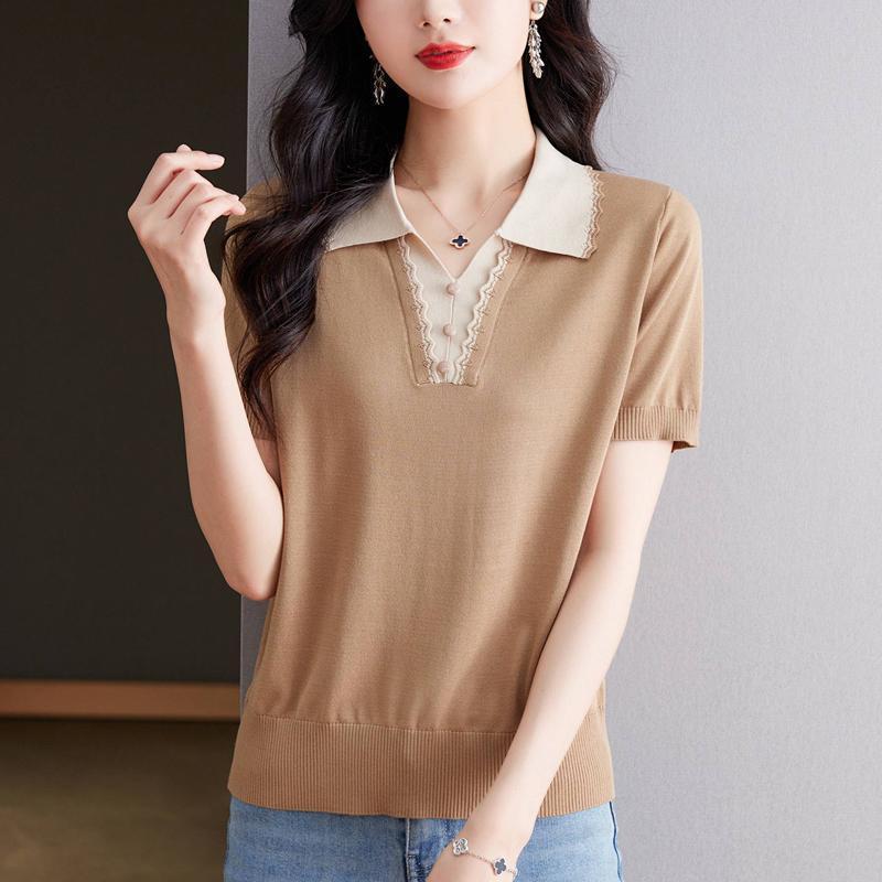 Áo sơ mi ngắn tay lụa kiểu phương Tây dáng rộng - thoáng khí và thoải mái