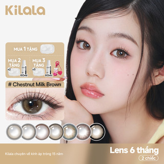 Kính áp tròng Kilala màu đen ChestnutMilkBrown/Wind Yay Brown/Mist Brown/Wild Fruit Brown lens cận 6 tháng DIA 14.2mm có độ (0-7) 1 cặp.