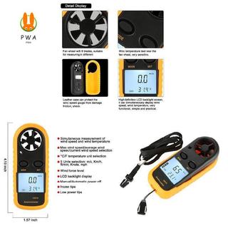 Máy đo tốc độ gió LCD Mini Máy đo lưu lượng vận tốc không khí Nhiệt kế máy đo tốc độ kỹ thuật số
