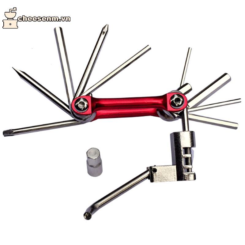 Cheenm Multitool - Bộ dụng cụ sửa chữa xe đạp 11 trong 1, bao gồm dây xích, lục giác, cờ lê và tua vít