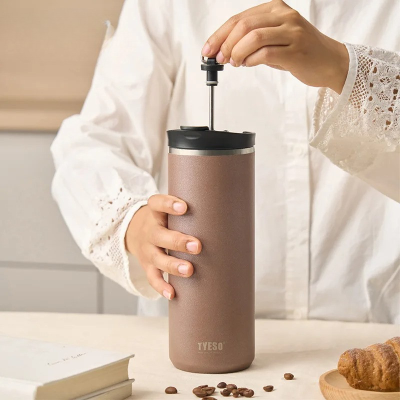 Báo Chí Pháp Cốc Du Lịch Thép Không Gỉ 304 Di Động Lạnh Pha Cà Phê Máy Pha Trà Infuser Hai Tường Cách Nhiệt Nhiệt