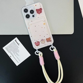 Ốp lưng iPhone 17 16 15 14 13 12 11 Pro Max X XR Max 7 8 Plus Dễ thương Cub Lanyard trường hợp điện thoại