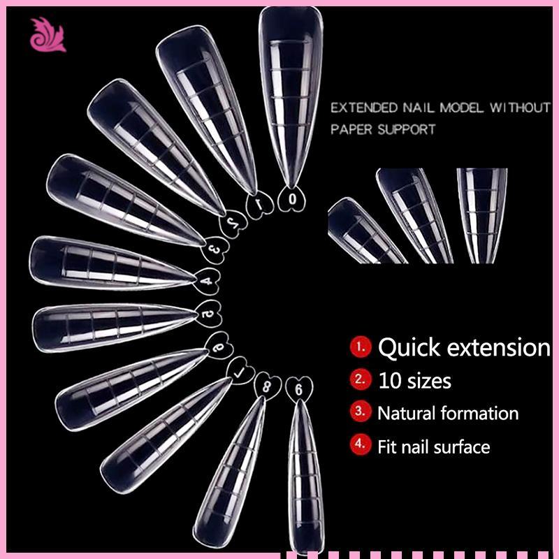Eshylala 100 Chiếc Móng Tay Dạng Full Cover Gel Khuôn Đầu Nối Dài Móng Tay Tự Làm Móng Tay Phụ Kiện [MỚI]