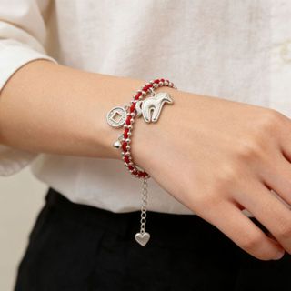 Vòng tay nữ kim loại vàng bạc, dây đỏ thiết kế hình cung hoàng đạo ngựa, phong cách mới từ châu Âu và Mỹ