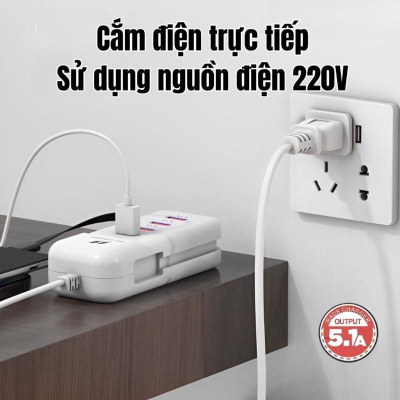【Hot】Trạm Sạc Để Bàn Nhiều Cổng: USB Type C, dây kéo dài, đa năng sạc điện thoại. An toàn chống cháy!