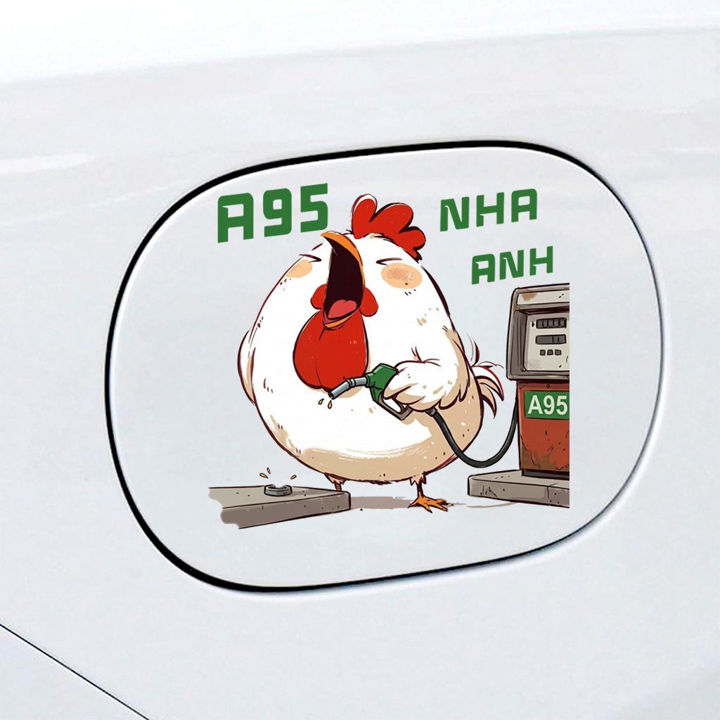 Tem sticker dán nắp bình xăng dầu ô tô xăng A95 và dầu diesel 0,001, sticker 12 con giáp trang trí ô tô xe hơi