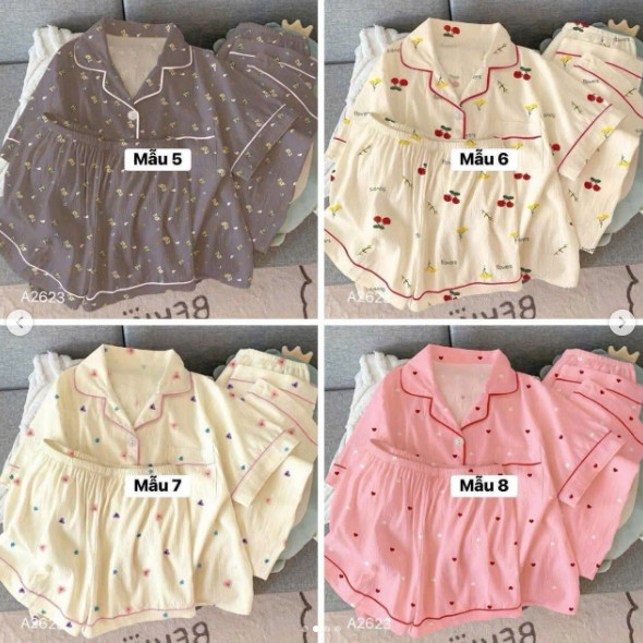 BỘ PYJAMA NỮ 3 MÓN 12 MẪU