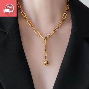 Vòng cổ nữ dài bóng vàng mạ vàng 18K thời trang và tối giản