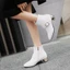 VNMZGG34-39 Giày bốt thời trang mũi vuông cỡ lớn Ống ngắn mạ điện Kim loại gót thấp Hình dáng đặc biệt Giày bốt ngắn dây kéo bên hợp thời trang