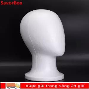 Giá đỡ tóc giả SAVORBOX với đế trắng, phù hợp để trưng bày