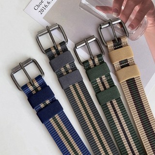 [Giao hàng tại địa phương] Thắt lưng dệt xốp sọc cả nam nữ sinh viên Giải trí Phụ kiện thời trang đa năng