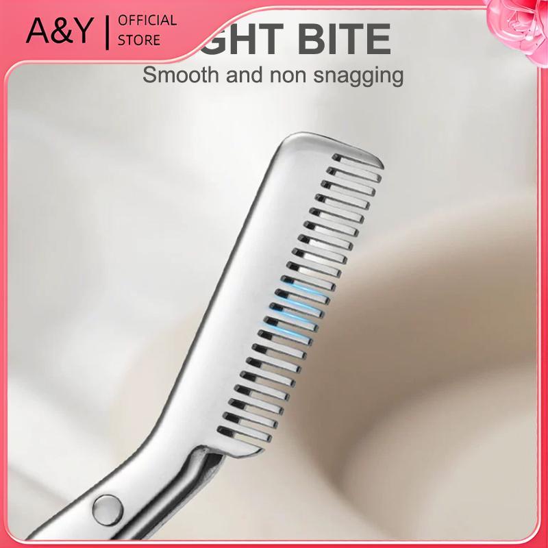 Kéo cắt tỉa lông mày 2 trong 1 A & Y Withbs bằng thép không gỉ, chải lông mày, định hình, dụng cụ làm đẹp