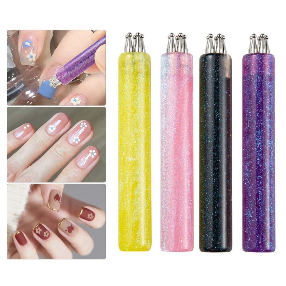 HWAIDY Bút Chấm Móng Tay 5 Cánh Hoa, Tay Cầm Acrylic, Dụng Cụ Vẽ Hoa One Stroke Cho Nail Art DIY