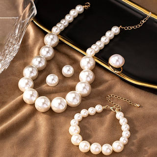 Bộ trang sức ngọc trai nữ gồm bông tai, vòng cổ và vòng tay - Phù hợp làm quà tặng cho dịp tiệc ngày lễ