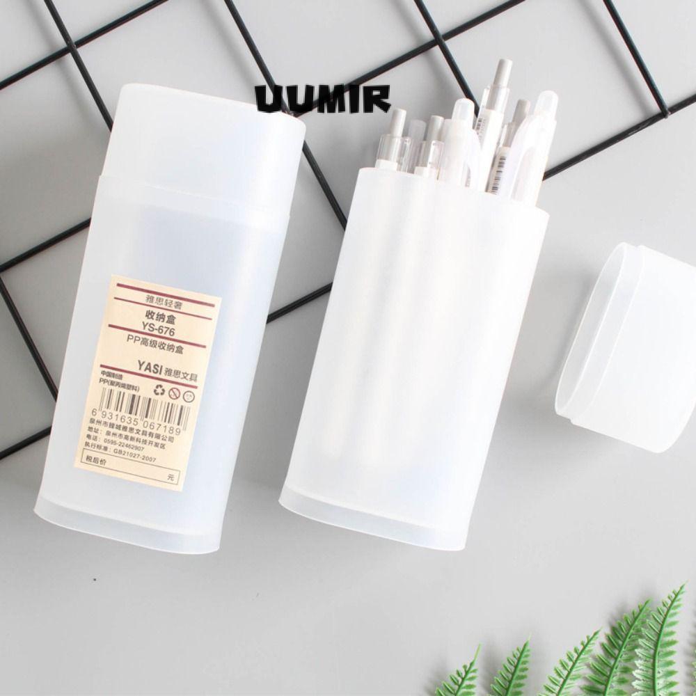 UUMIR Hộp đựng bút UUMIR, Hộp bút chì hình trụ có thể tháo rời, N\ ew Mờ Đơn giản có nắp Hộp cọ trang điểm để bàn