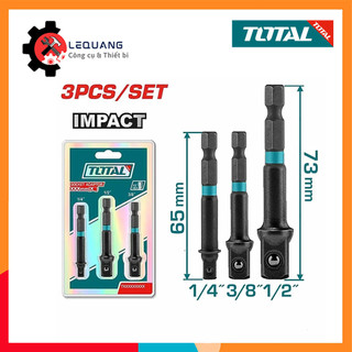 Bộ 3 đầu chuyển vặn tuýp Total TAC273651, đầu chuyển bulong, đầu chuyển khoan sang bulong vặn ốc