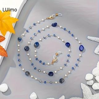LUImo Sản Xuất Bằng Tay Kính Dây Xích Cho Ánh Sáng Mùa Hè Ngọc Trai Sang Trọng Pha Lê Xanh Hải Quân Dây Treo Thời Trang Chống Mất Mắt SBS