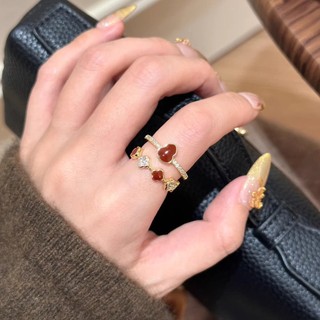 Nhẫn Bốn Lá Cỏ Ba Lá Màu Đỏ, Điều Chỉnh Size, Phù Hợp Lễ Hội Năm Mới