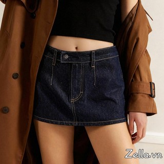 Váy Denim Mini Dáng Chữ A Cổ Thấp Phù Hợp Cho Bữa Tiệc Và Văn Phòng Hàng Ngày