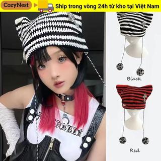 Mũ Beanie COZYNEST Y2K sọc, ngôi sao đáng yêu, phù hợp cho mùa thu đông
